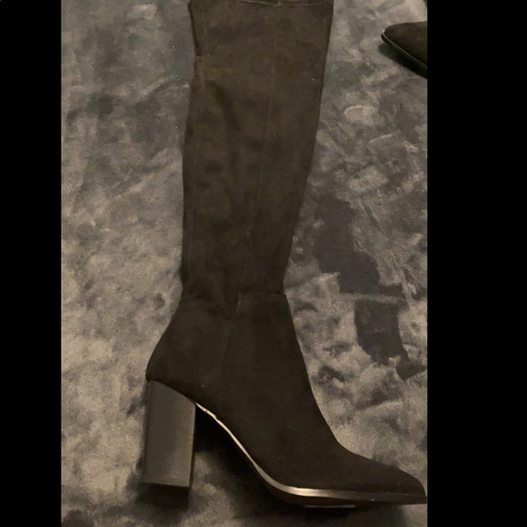 Black Suede Block Heels - Picture 2 of 4